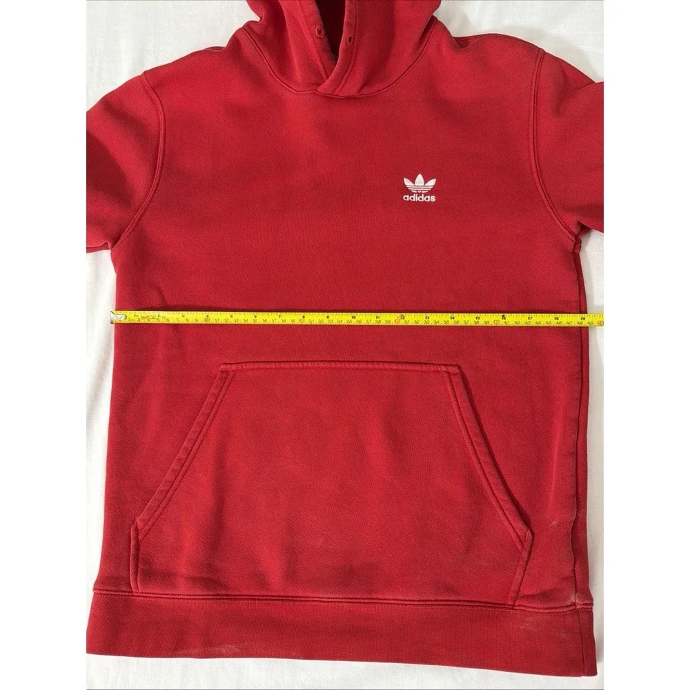Adidas Originals Hoodie Sweatshirt Mens Small Red Trefoil‎ Logo Fleece Pullover